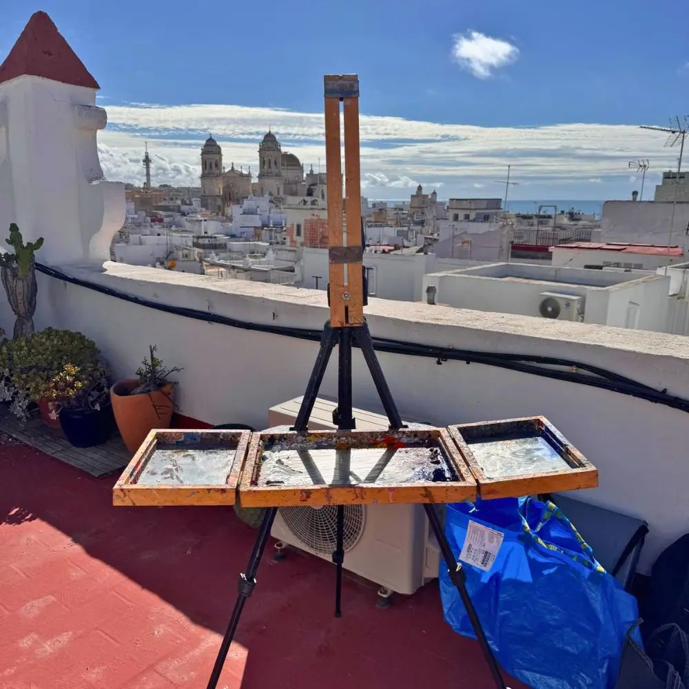 An Artist's Easel Facing the Rooftops of Cádiz, Delacroix Encounters